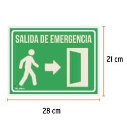 Letrero de senalizacion "salida de emergencia"  21 x 28 cm