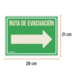 Letrero de senalizacion "ruta evacuacion derecha" 21 x 28 cm