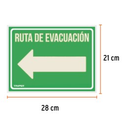 Letrero de senalizacion "ruta evacuacion izquierda" 21x28 cm