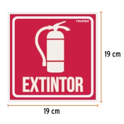 Letrero de senalizacion "extintor"  19 x 19 cm