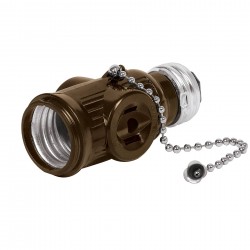Portalampara de baquelita  cadena y doble contacto  volteck